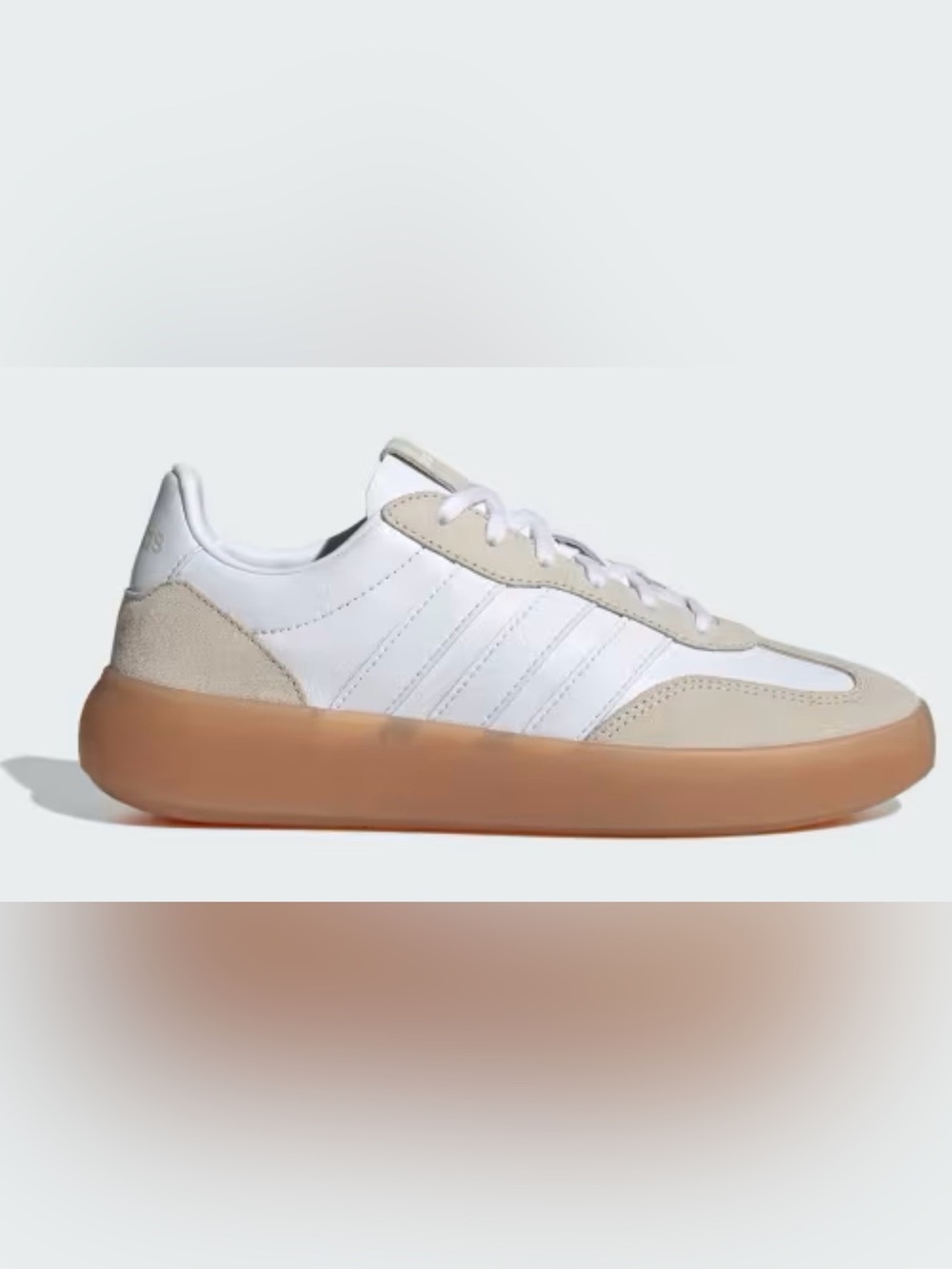 adidas Women's White and Beige Sneakers with Gum Sole